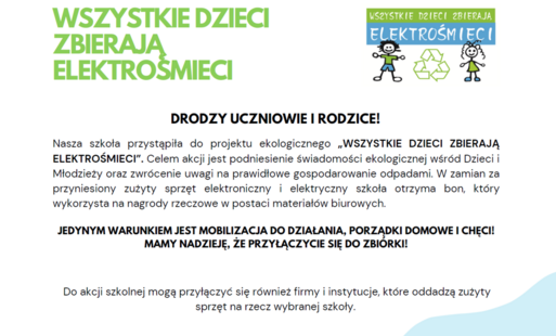Akcja „WSZYSTKIE DZIECI ZBIERAJĄ ELEKTROŚMIECI”  